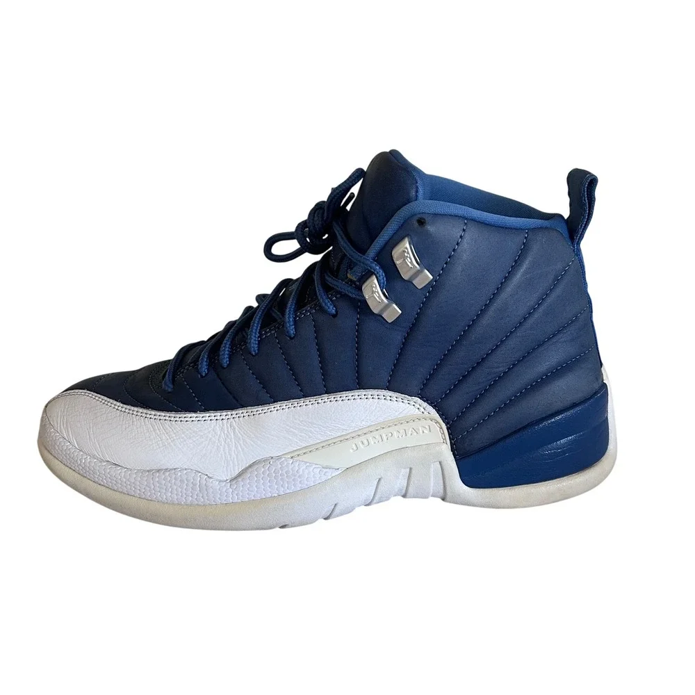 Air Jordan 12 Retro Stone Blue Indigo White Mens Size 9 130690-404
